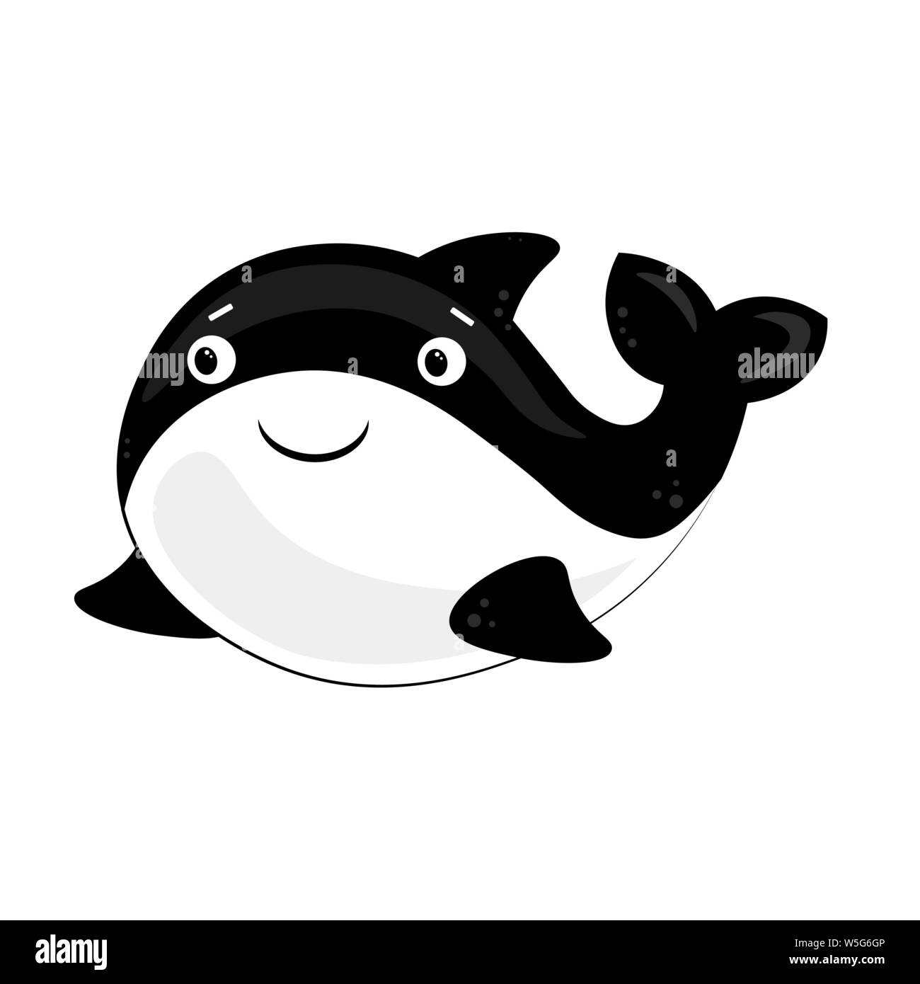 Carino stampa con Killer Whale per bambino. orca cartoon di vita marina. Stagione estiva. animale vettore cartoon design. Illustrazione Vettoriale
