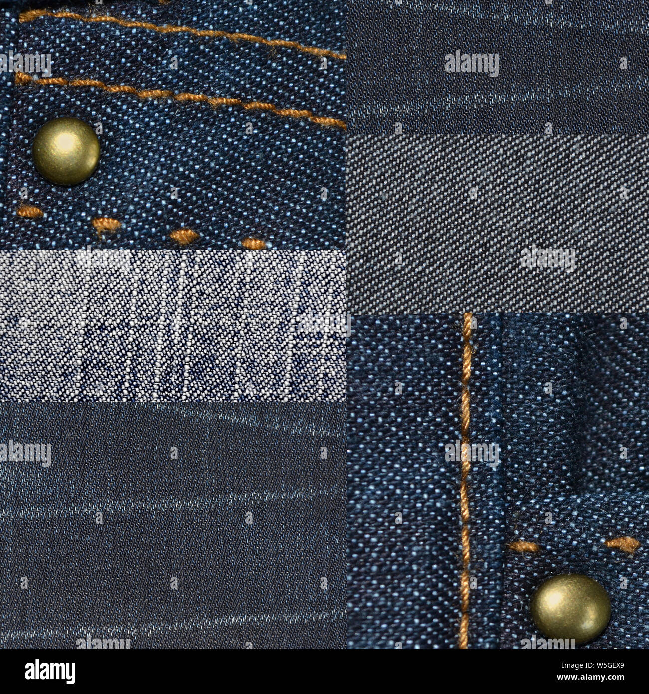 Foto con texture denim tessuto. Sfondo con la composizione di diversi tipi  di tessuto denim in diversi colori Foto stock - Alamy