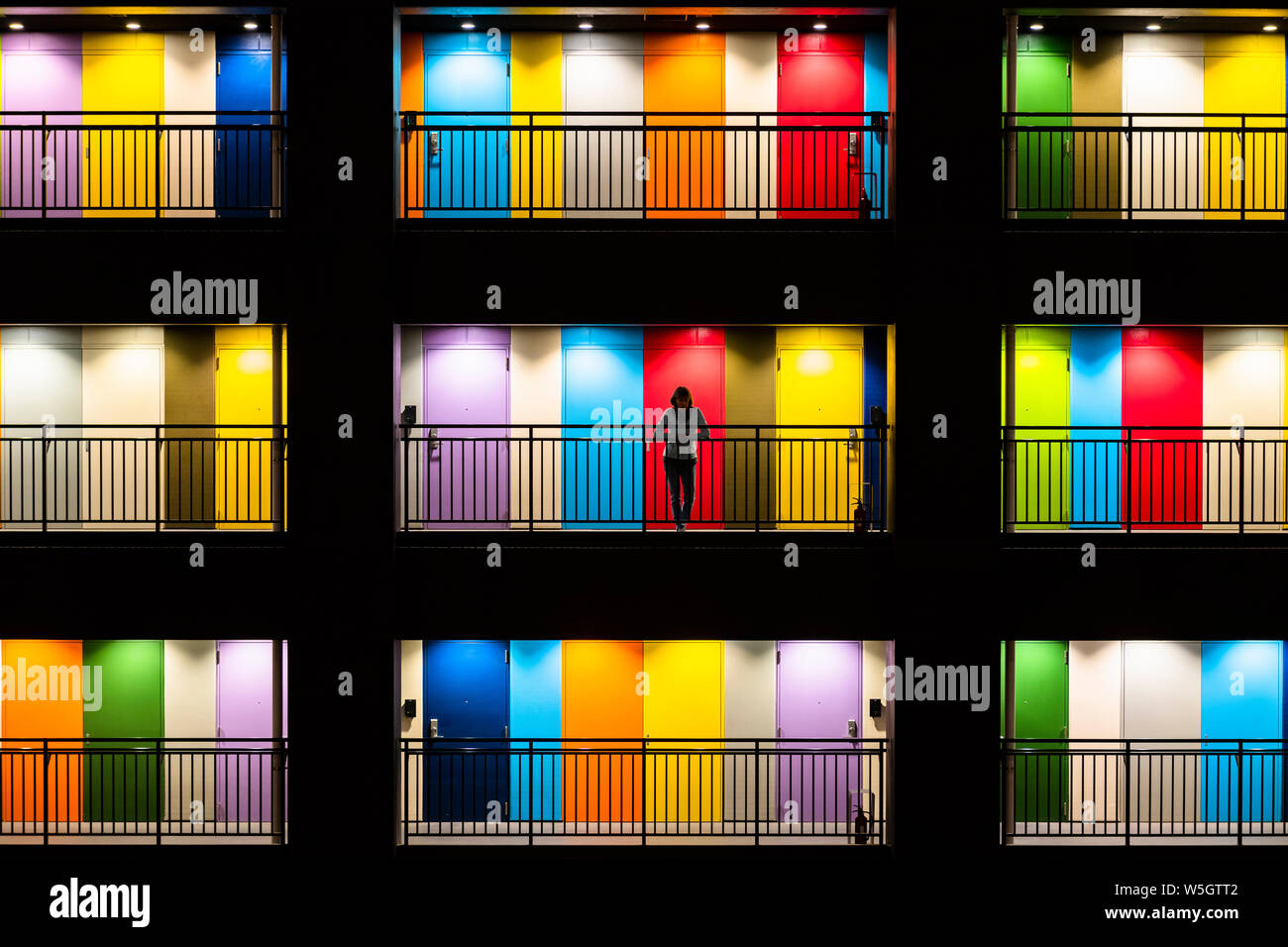 Porte colorate di Soho House, Tokyo, Giappone, Asia Foto Stock