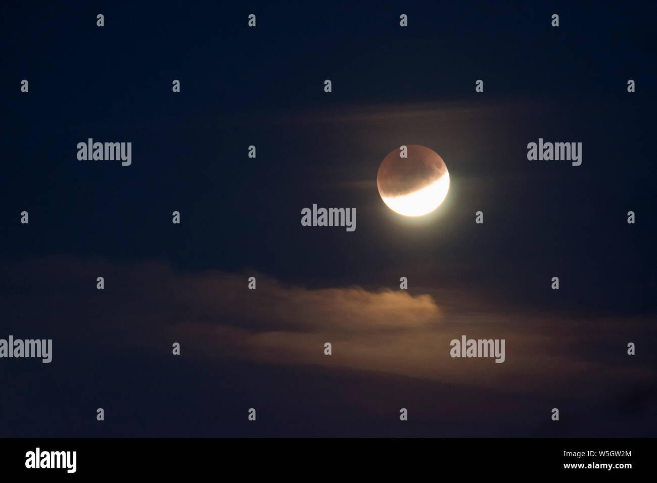 Eclissi di luna da masse shadow, 16 e 17 luglio 2019, a picco, Sussex, Regno Unito, Foto Stock