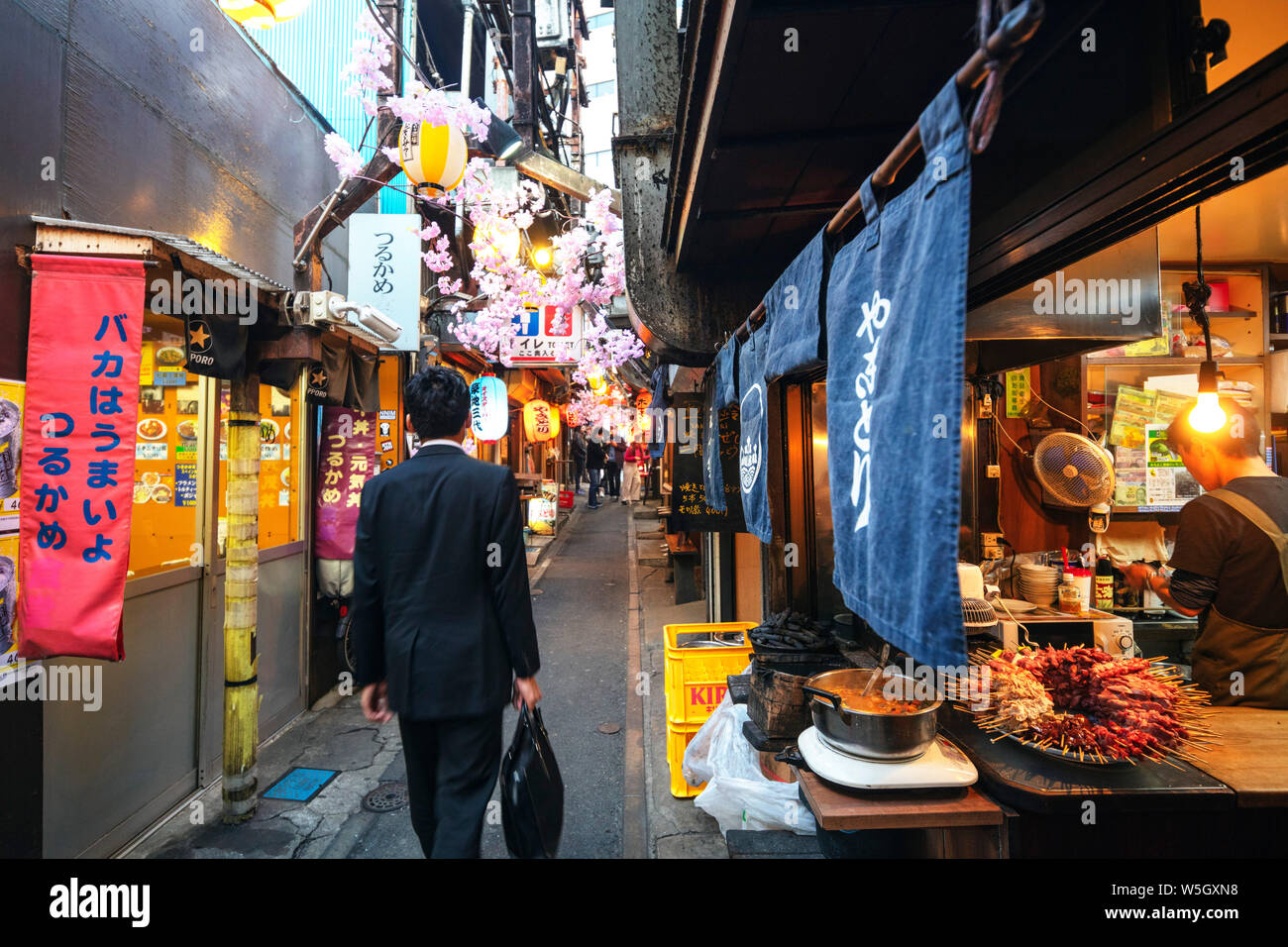 Cibo Yokocho vicolo, Shinjuku, Tokyo, Giappone, Asia Foto Stock