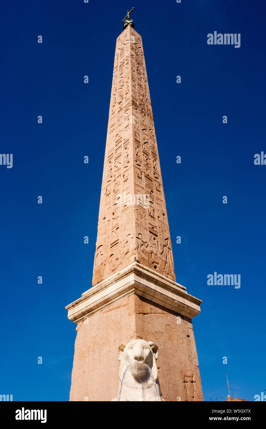 Obelisco Egiziano di Ramesse II, Piazza del Popolo, Roma, Lazio, l'Italia, Europa Foto Stock