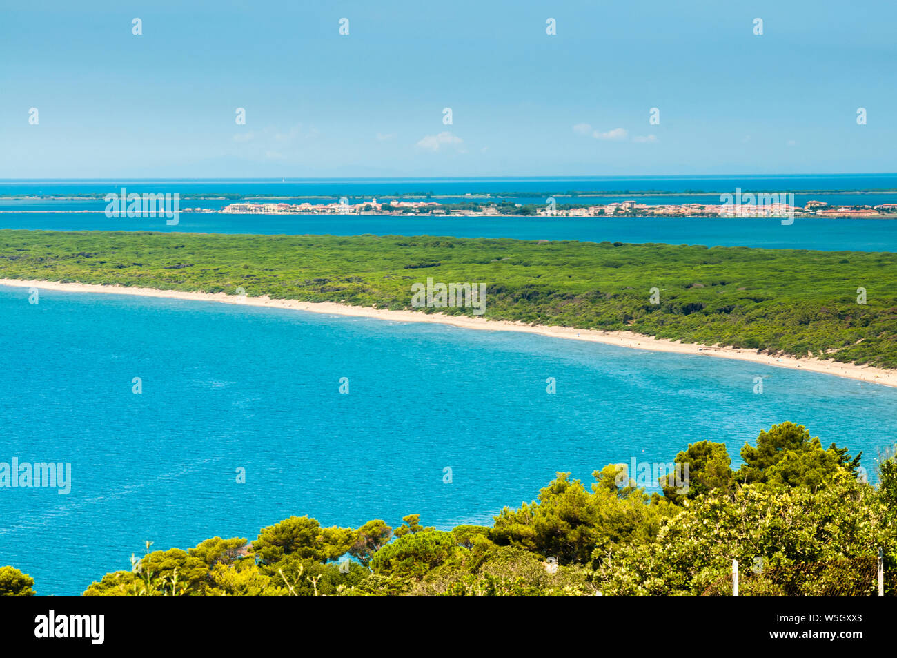 Vista della Duna di Feniglia, Tirreno, Ansedonia, provincia di Grosseto e la Maremma Toscana, Italia, Europa Foto Stock