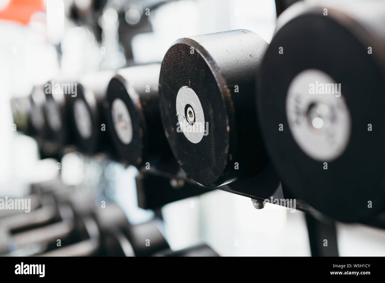 Primo piano di manubri Foto Stock