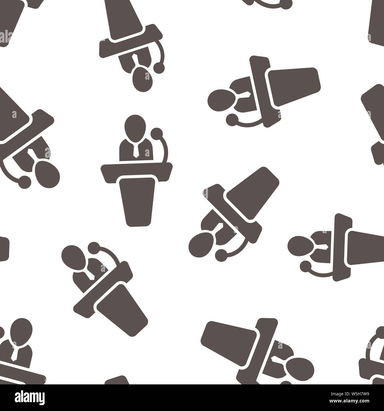 Parola pubblica icona pattern seamless sfondo. Podio conferenze illustrazione vettoriale su bianco isolato sfondo. Tribune di discussione il concetto di business. Illustrazione Vettoriale