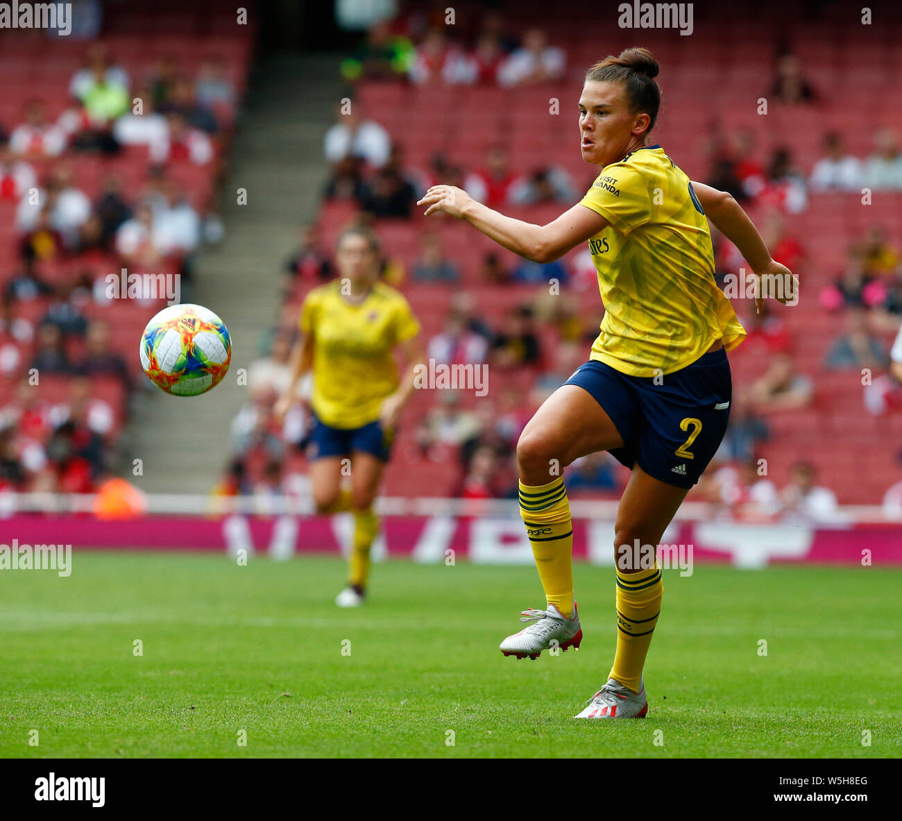 Londra, Regno Unito. 28 Luglio, 2019. Londra, Regno Unito, 28 luglio Katrine Veje di Arsenal durante la Emirates Cup tra Arsenal e Bayern Monaco di Baviera donne all'Emirates Stadium di Londra, Inghilterra il 28 luglio 2019. Credit: Azione Foto Sport/Alamy Live News Foto Stock