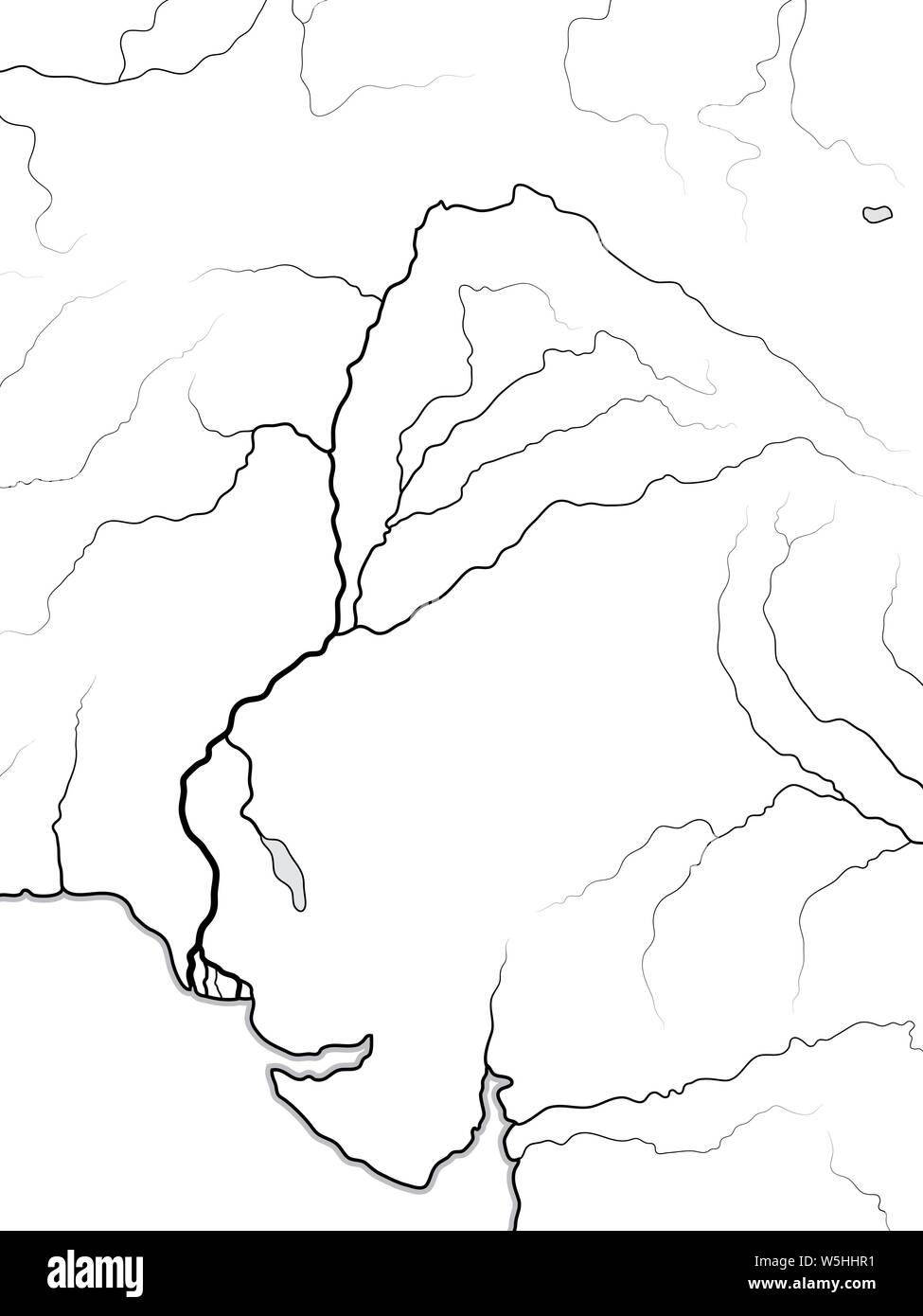 Mappa mondiale del Indus River Valley: India, Pakistan, Hindustan, Pashtunistan, Punjab (cinque fiumi sacri), Kashmir, Cachemire, Asia del Sud. Geochart. Foto Stock