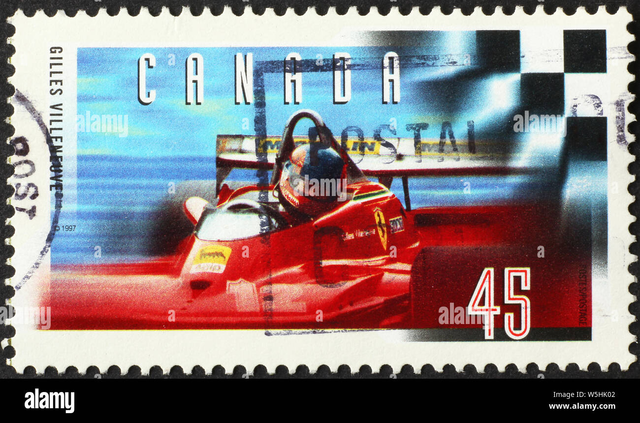 Celebrazione del pilota di Formula 1 Gilles Villeneuve sul francobollo Foto stock Alamy Celebrazione del pilota di Formula 1 Gilles Villeneuve sul francobollo Foto stock Alamy
