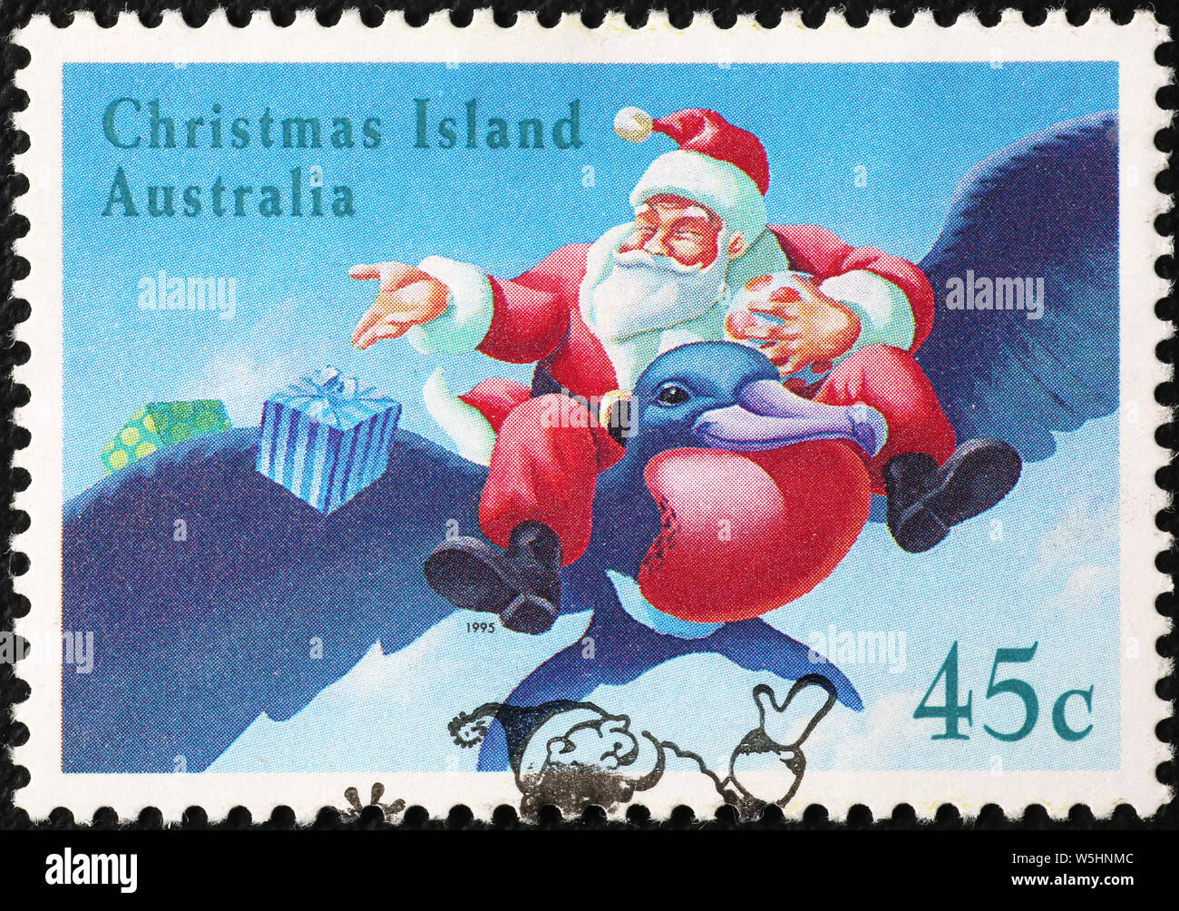 Babbo Natale a volare su un tropicale di uccelli marini Foto Stock