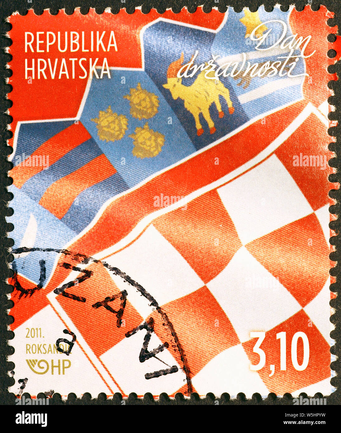 Bandiera croata sul francobollo Foto Stock