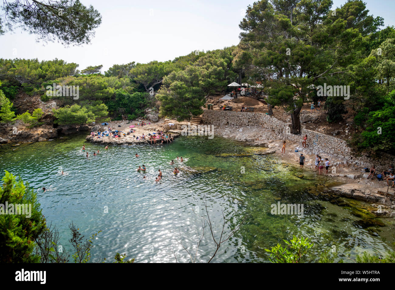 Mrtvo più o Dead Sea luogo balneare sull isola di Lokrum, Dubrovnik, Croazia Foto Stock