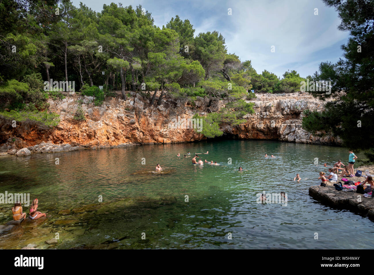 Mrtvo più, Mar Morto a isola di Lokrum, Dubrovnik, Croazia Foto Stock