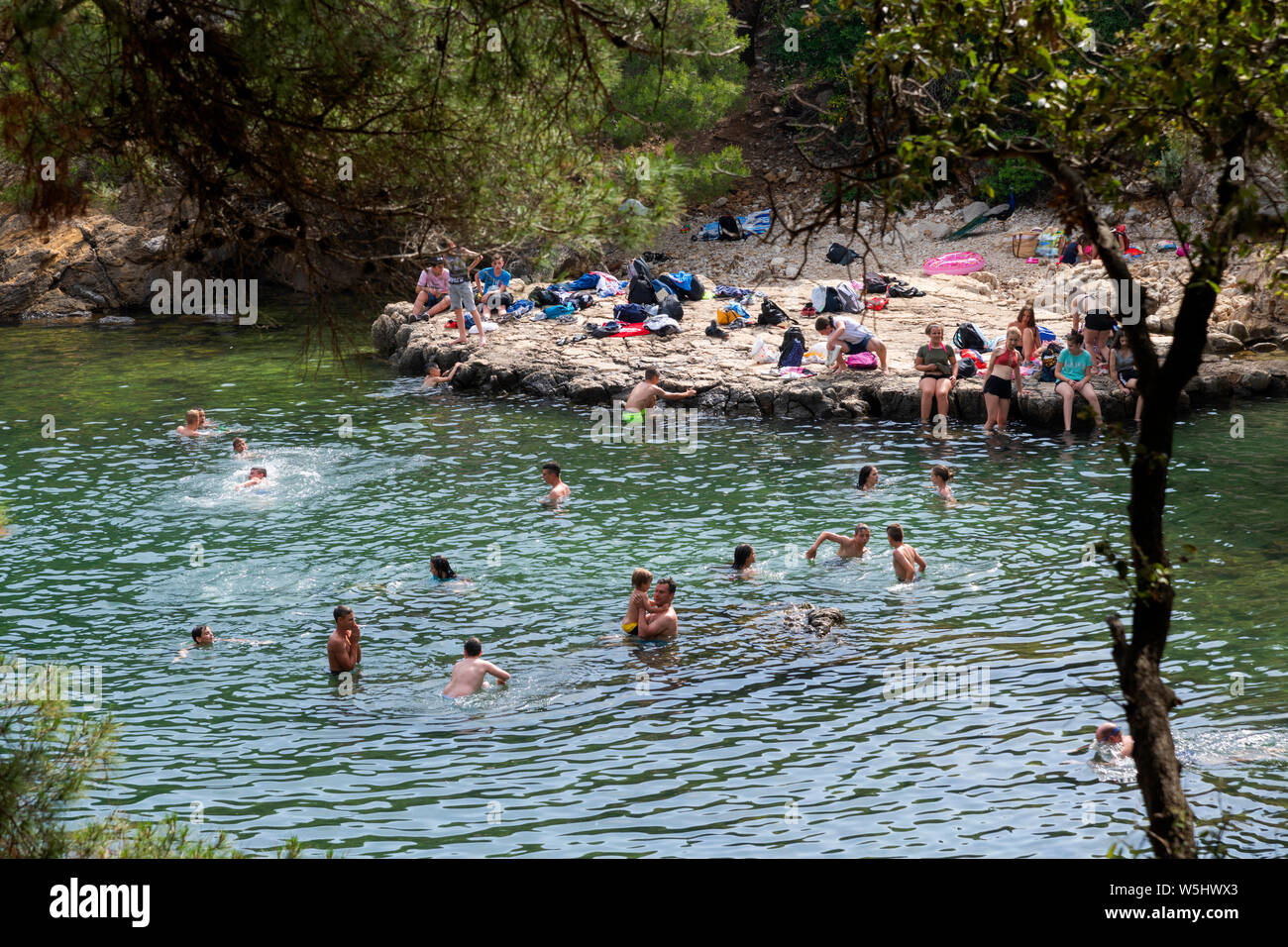 Mrtvo più, Mar Morto a isola di Lokrum, Dubrovnik, Croazia Foto Stock
