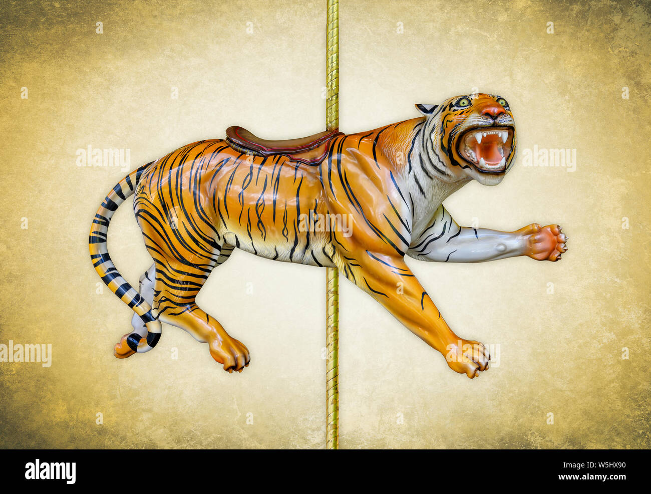 Giostra di carnevale tiger isolato su sfondo verde Foto Stock