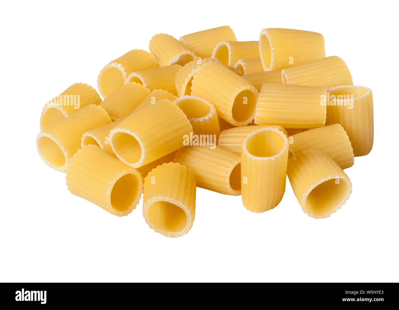 Mezzi Rigitoni Pasta pila Foto Stock