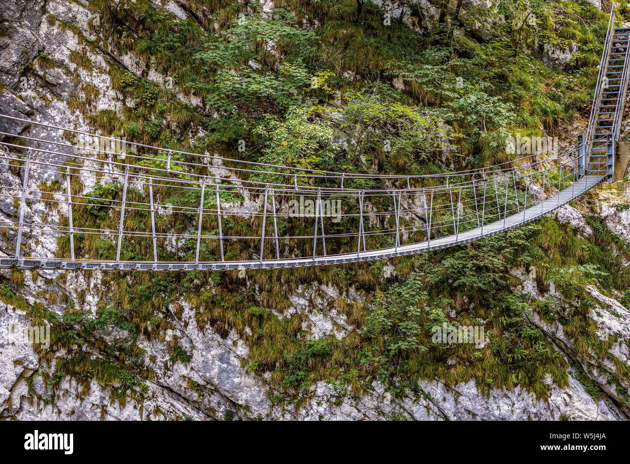 Italia Friuli Barcis vecchia strada della Val Cellina - Himalayan Bridge - Parco Naturale delle Dolomiti Friulane Foto Stock