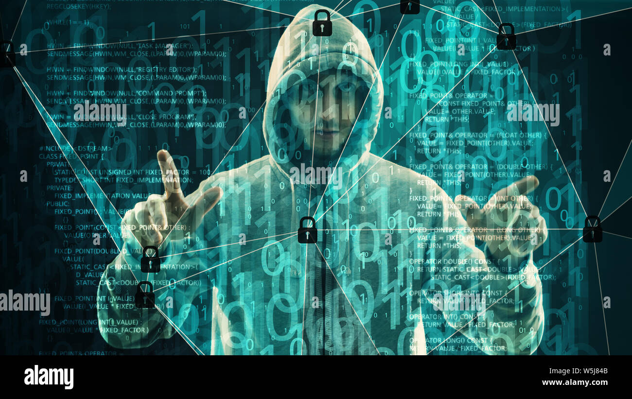 Le minacce di sicurezza, caos digitale collegato Foto Stock