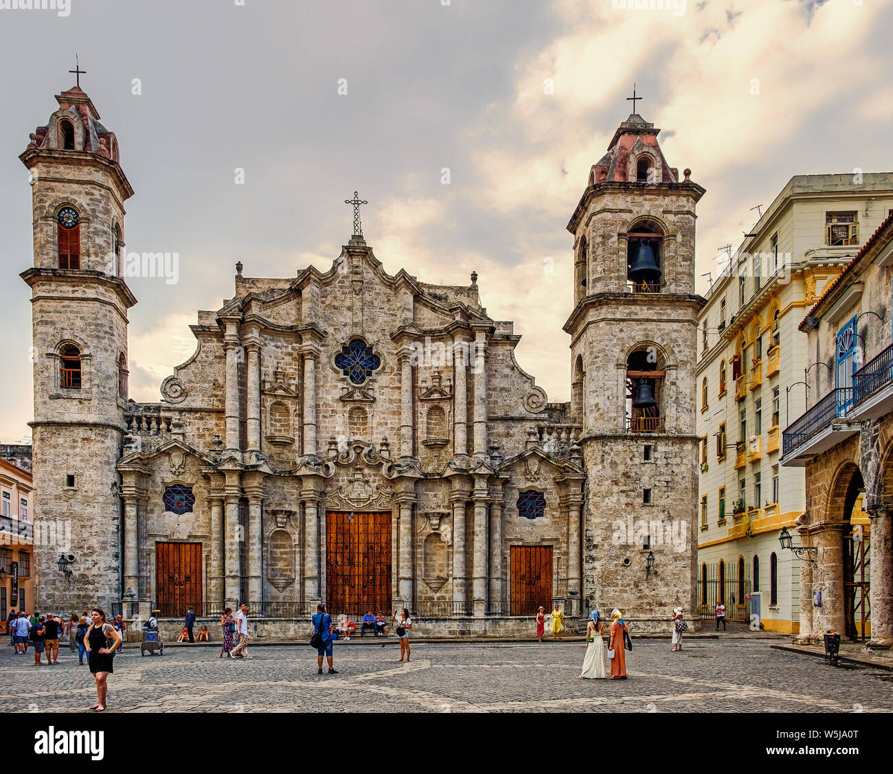 L'Avana, Cuba, luglio 2019, la Catedral de San Cristobal Situato in Plaza de la Catedral Foto Stock