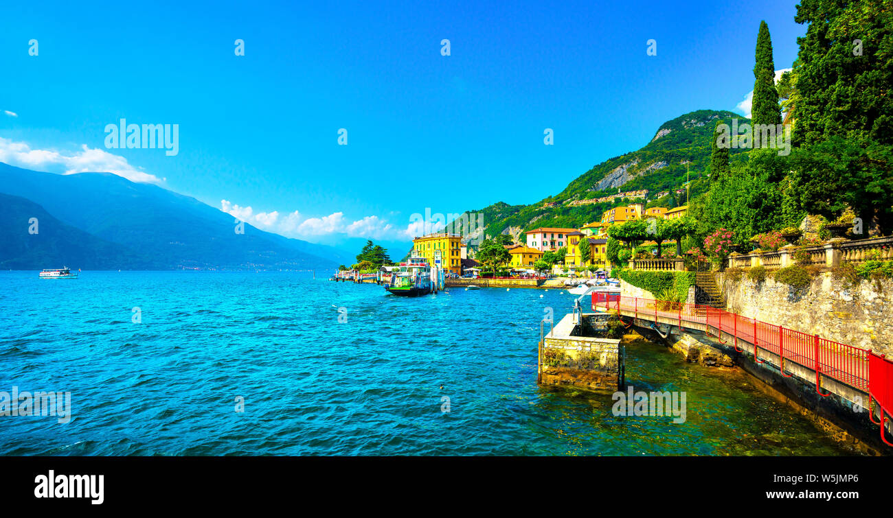Varenna città di Como lake district. Italiano tradizionale villaggio sul lago. L'Italia, l'Europa. Foto Stock