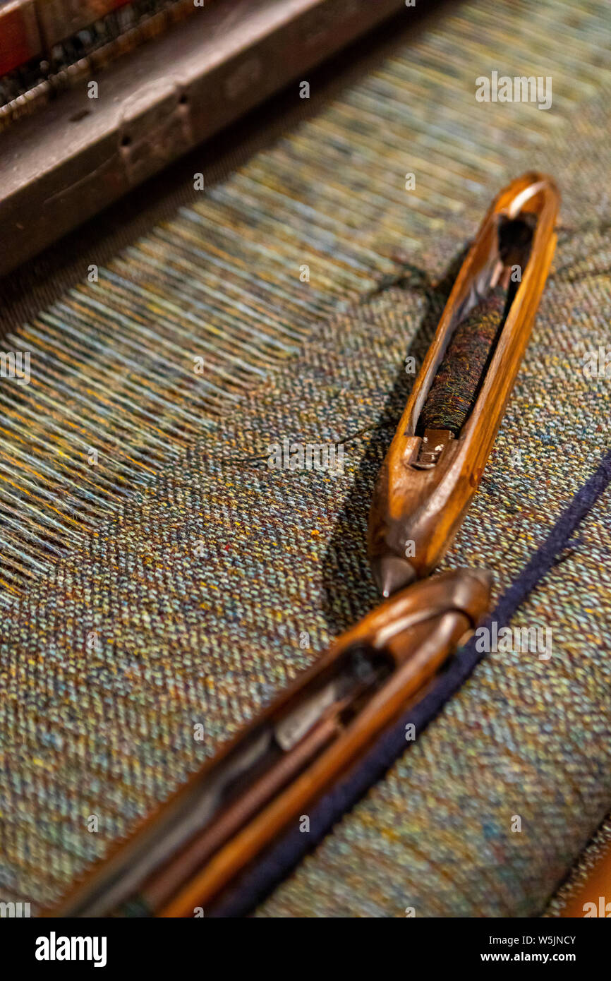 Close up di tessitura tradizionale shuttle Foto Stock