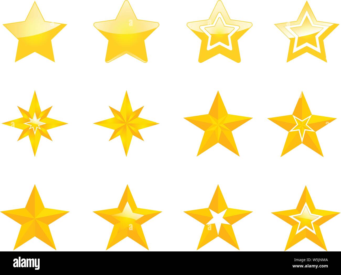 Set di stelle dorate vettoriali Illustrazione Vettoriale