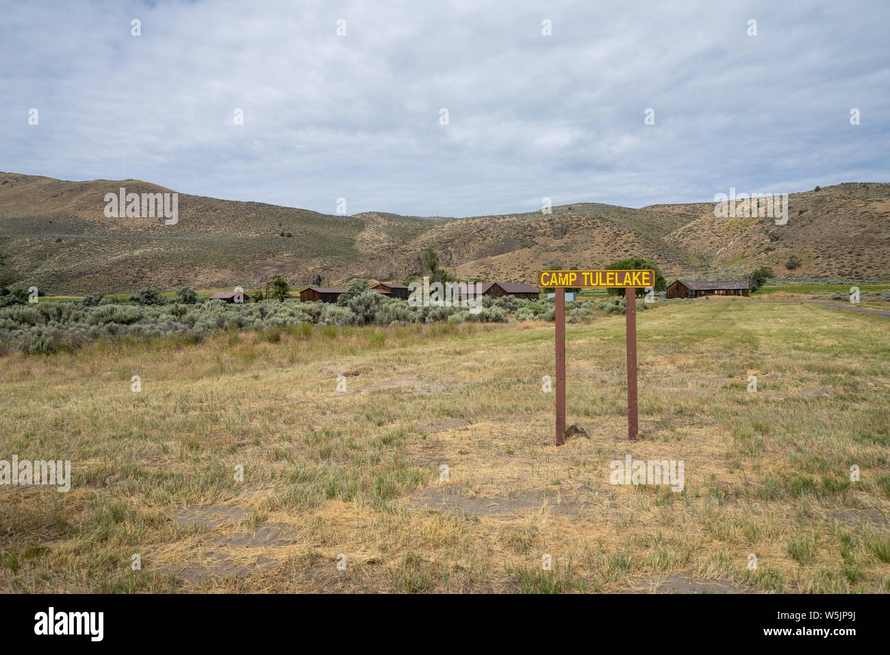 Vista del Tulelake internamento Camp (Camp Tulelake), un War Relocation Center durante il WW2 per per l'incarcerazione di americani giapponesi Foto Stock