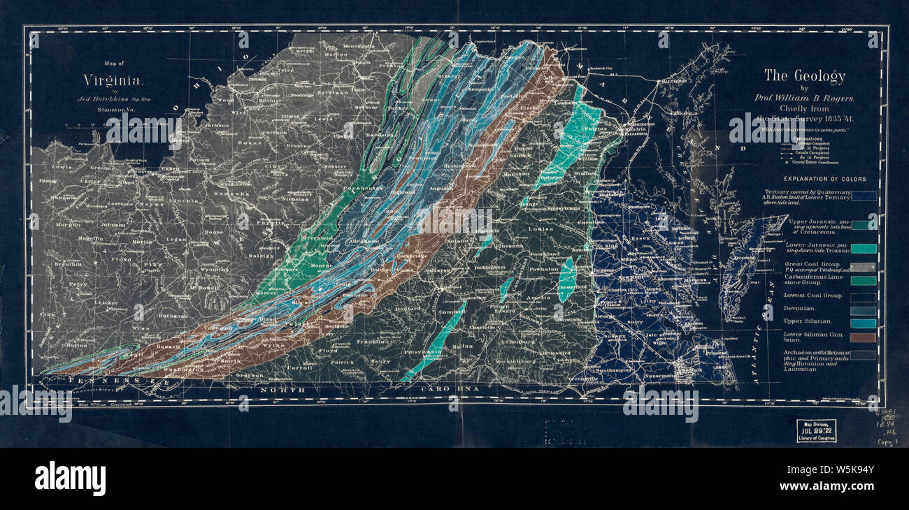 200 Mappa della Virginia invertito la ricostruzione e la riparazione Foto Stock