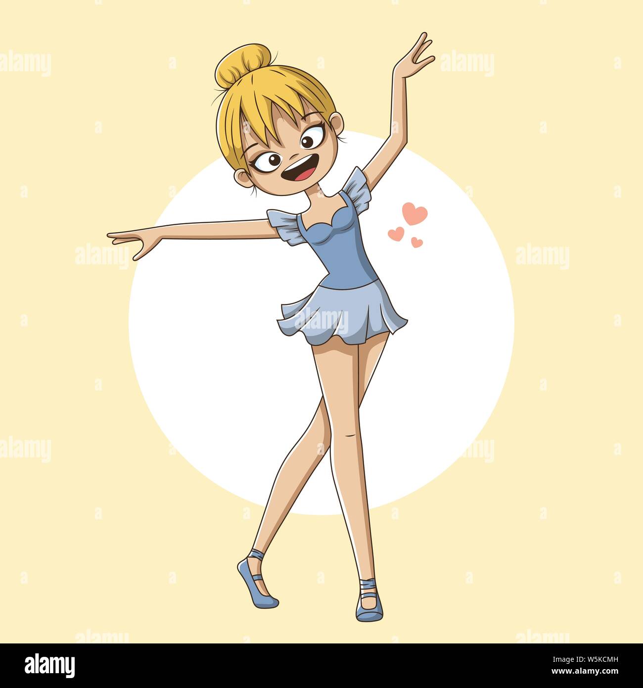 Poco dolce ballerina, cartoon character design. Disegnata a mano illustrazione vettoriale. Illustrazione Vettoriale