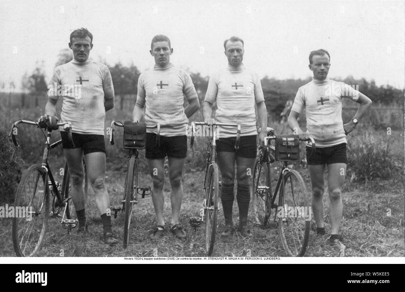 Escursioni in bicicletta al 1920 Olimpiadi di estate, il team svedese. Foto Stock