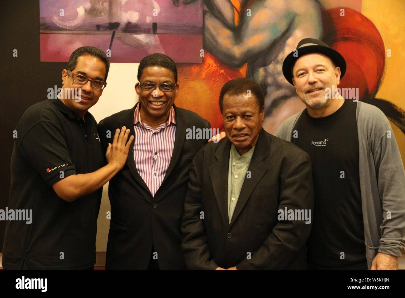Danilo Pérez, Herbie Hancock, Wayne Shorter, Rubén Blades. Foto Stock