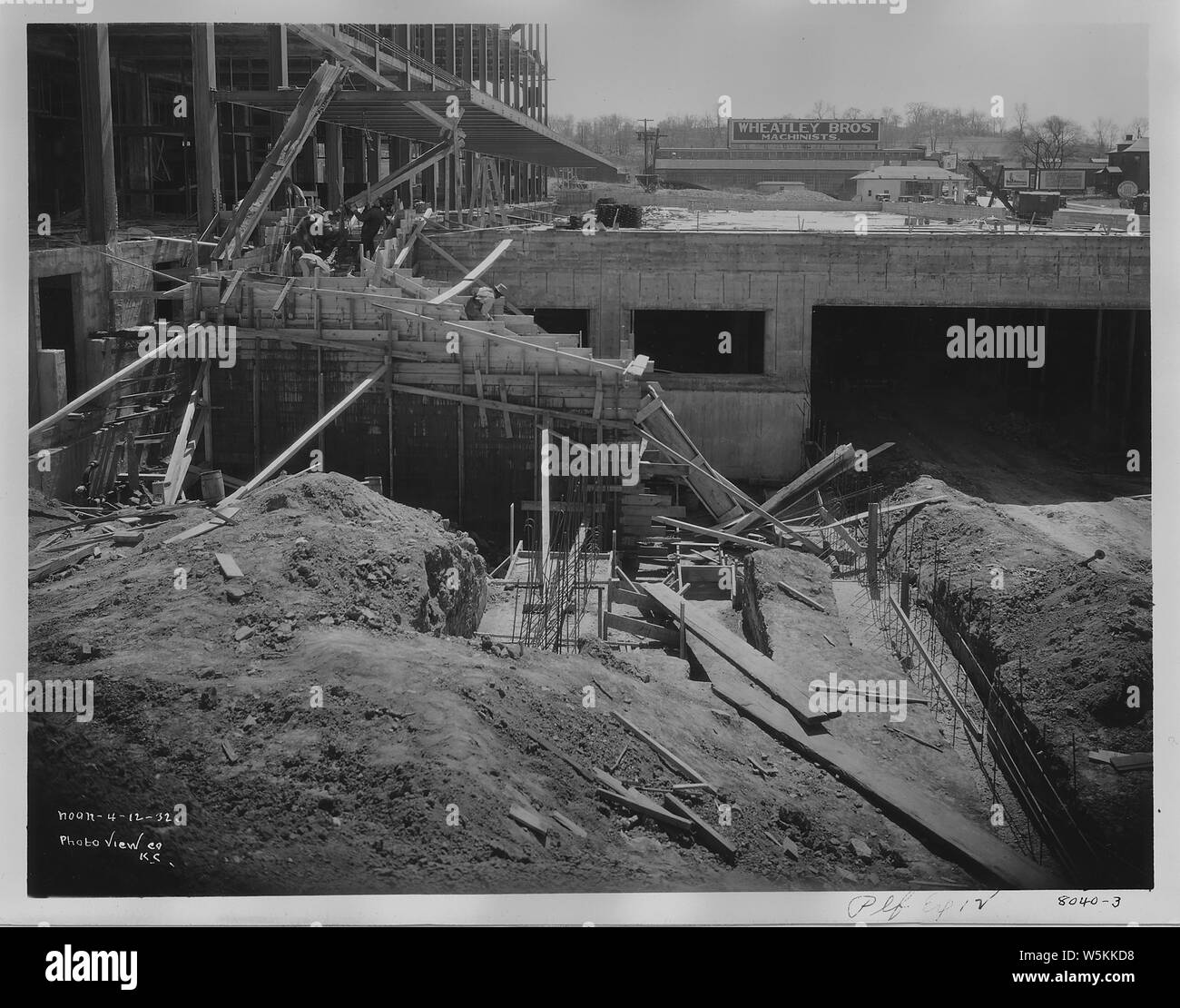 Costruzione di il principale ufficio postale. Kansa City; Portata e contenuto: mostra varie fasi di costruzione. Foto Stock