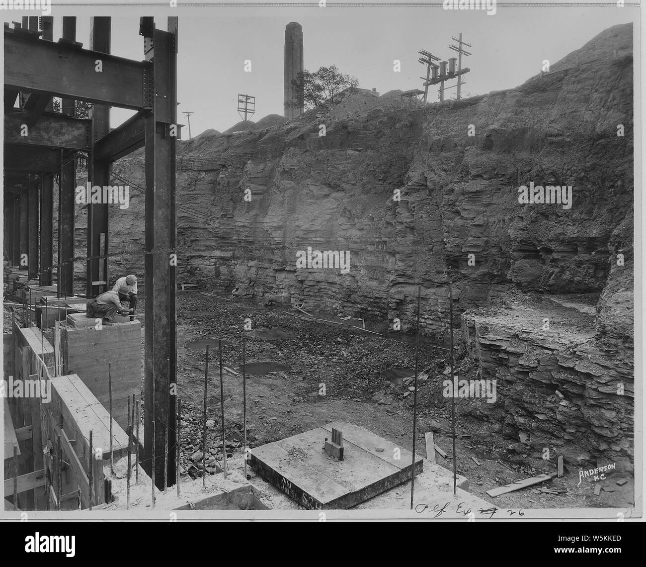 Costruzione di il principale ufficio postale. Kansa City; Portata e contenuto: mostra varie fasi di costruzione. Foto Stock