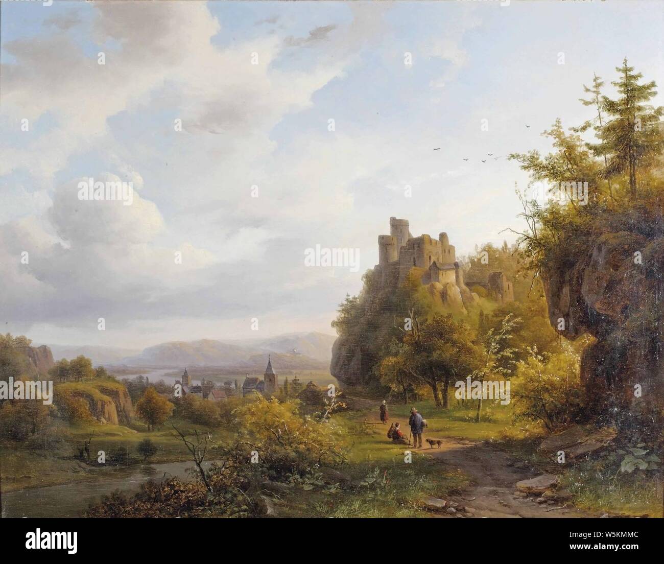 Alexander Joseph Daiwaille - Rheinish un paesaggio con una rovina (1847). Foto Stock