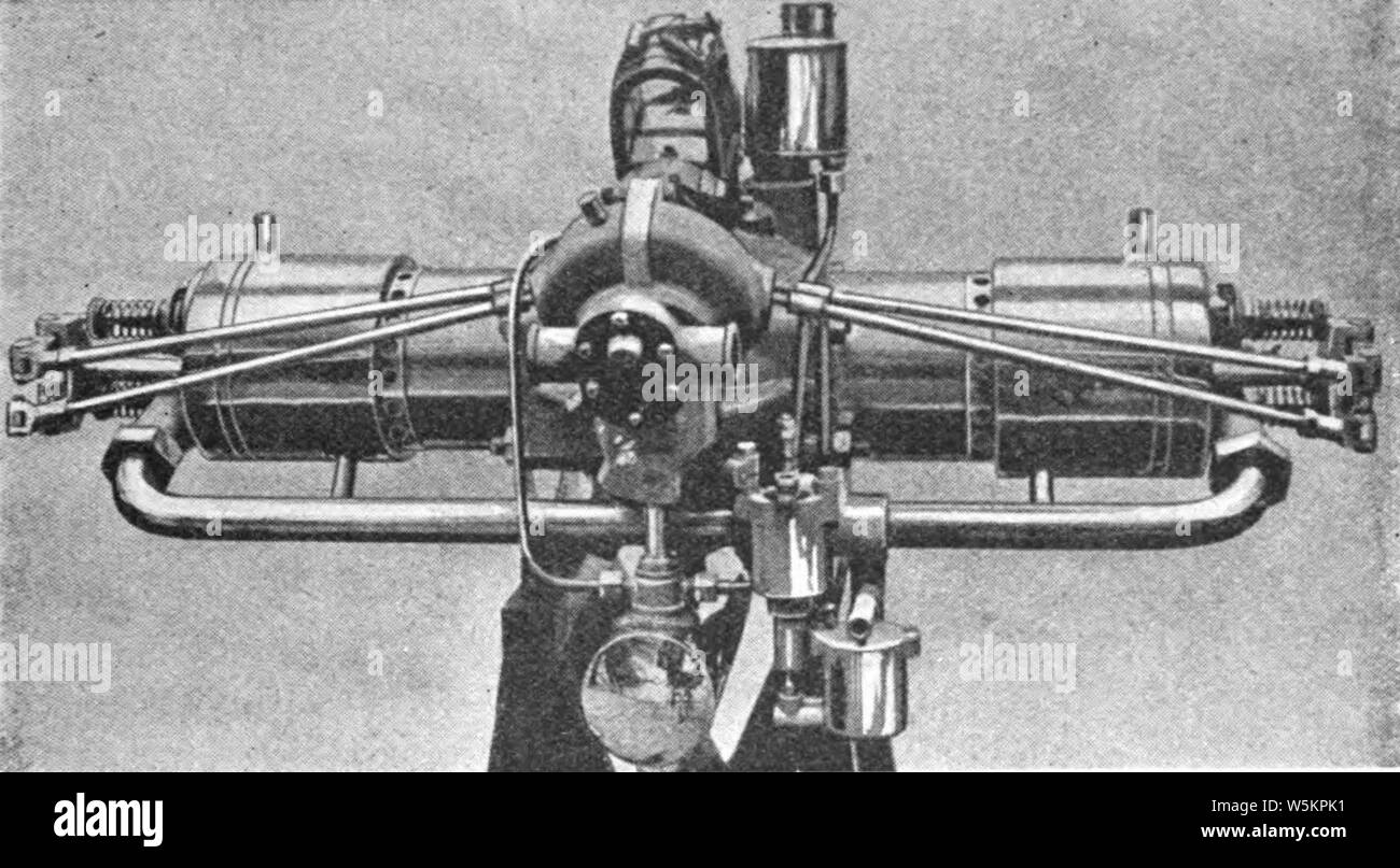 Darracq 30 hp raffreddato ad acqua flat-Twin motore aeronautico 1909 da Aero Engines, Burls, 1915. Foto Stock