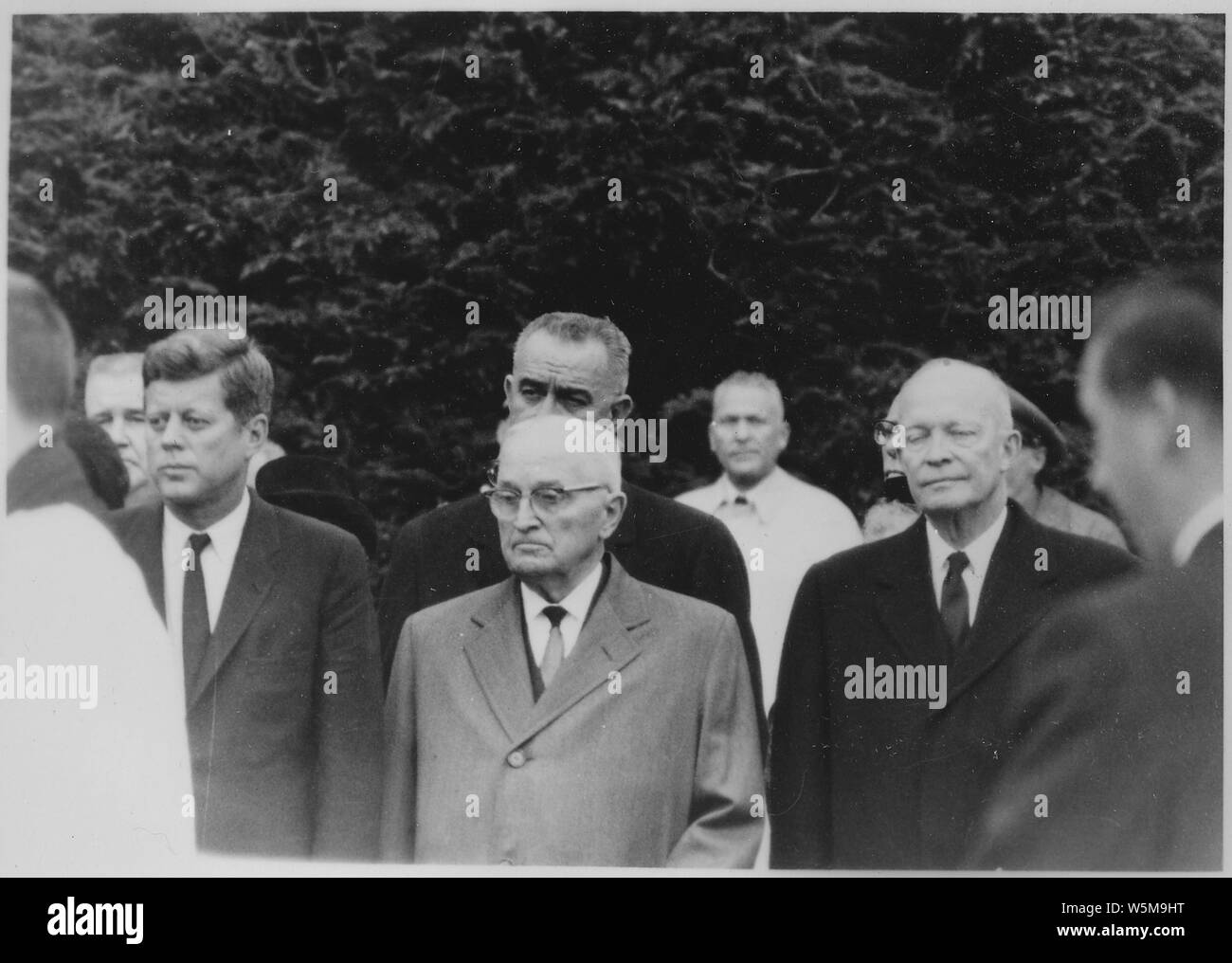 Eleanor Roosevelt funerali: John F. Kennedy, Harry Truman, Lyndon B.Johnson e Dwight D.Eiesenhower in Hyde Park Foto Stock