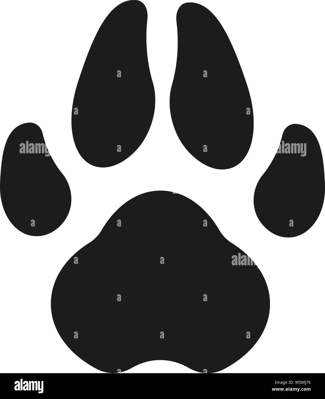 Zampa del cane. Semplice illustrazione vettoriale: un piedino nero stampa. Illustrazione Vettoriale