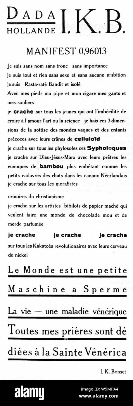 Dada Hollande I.K.B. 0,96013 manifesto. Foto Stock
