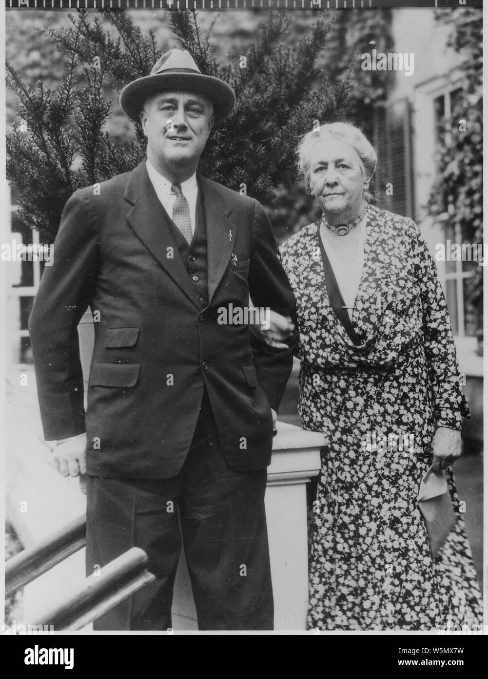 Roosevelt e Sara Delano Roosevelt in Hyde Park, New York Foto Stock