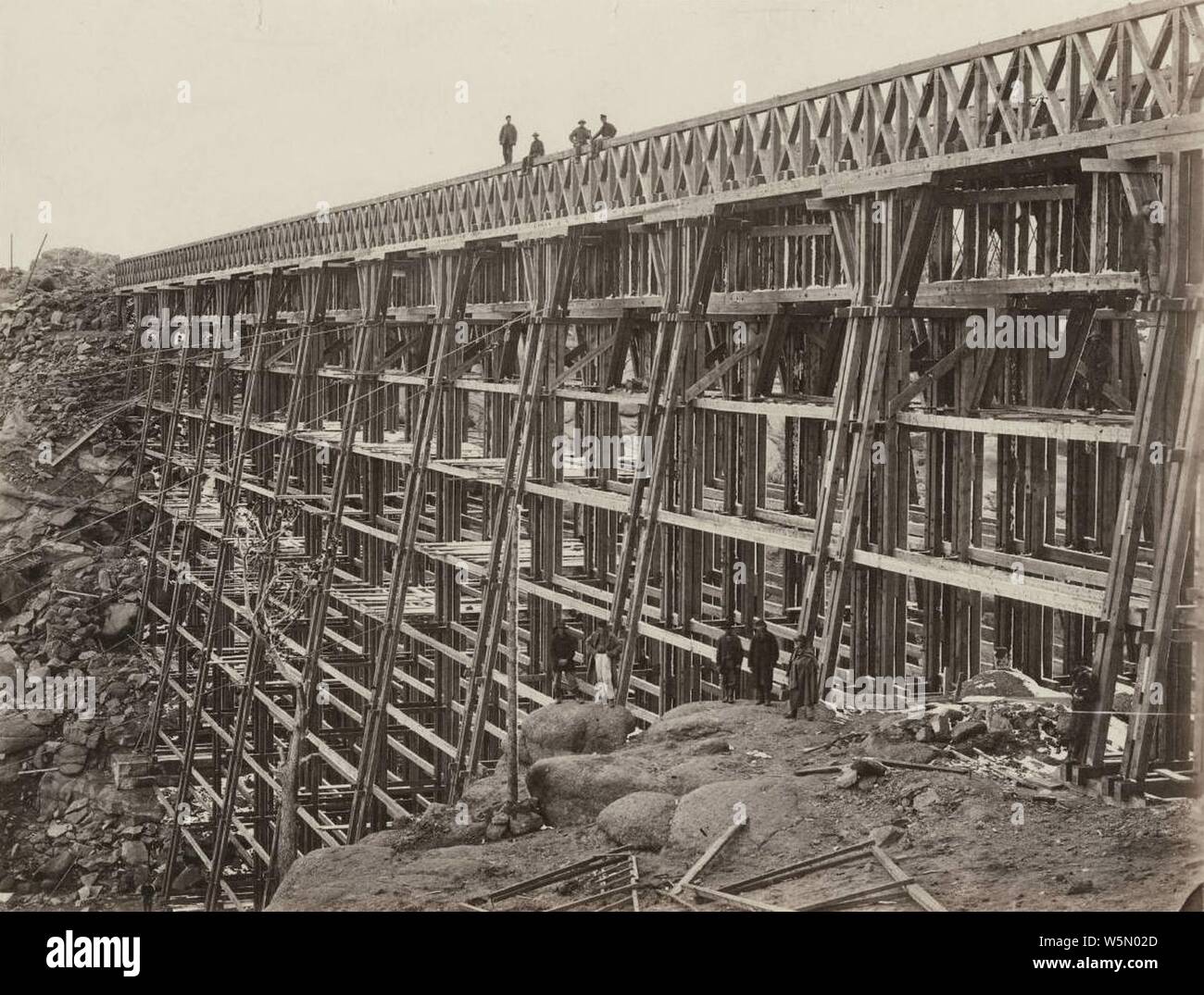 Dale Creek Bridge della Union Pacific Railroad Company da Andrew J Russell. Foto Stock