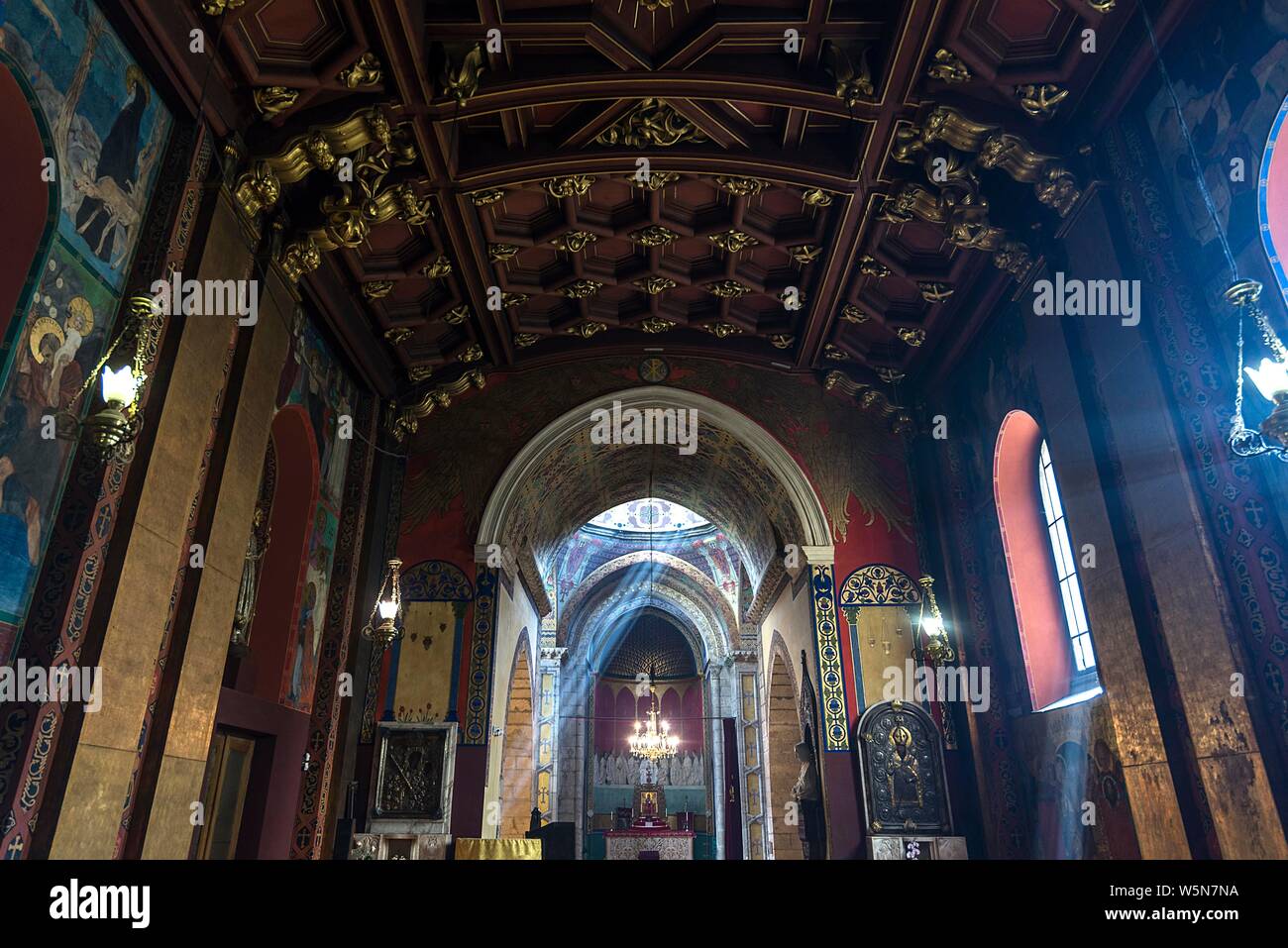 Presbiterio con soffitto a volta, Cattedrale armena, Lviv, Ucraina Foto Stock
