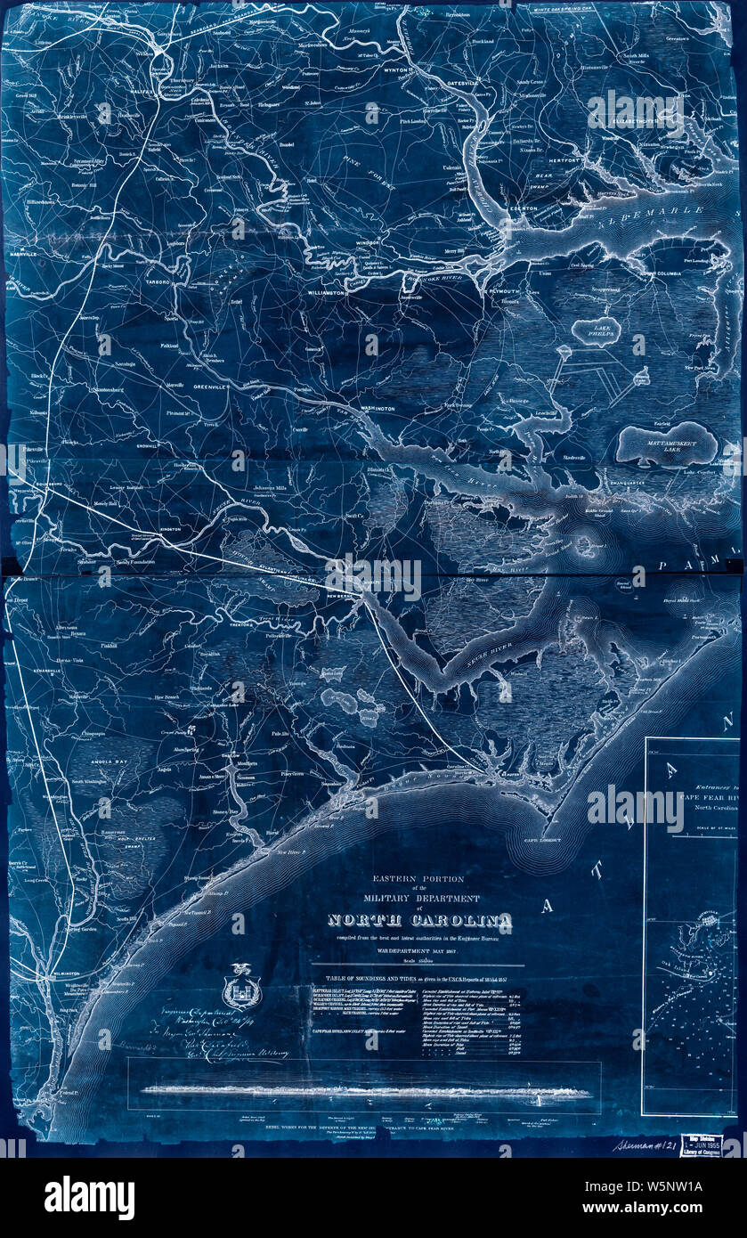 La guerra civile mappe 0354 porzione orientale del Dipartimento Militare del North Carolina 02 invertite la ricostruzione e la riparazione Foto Stock