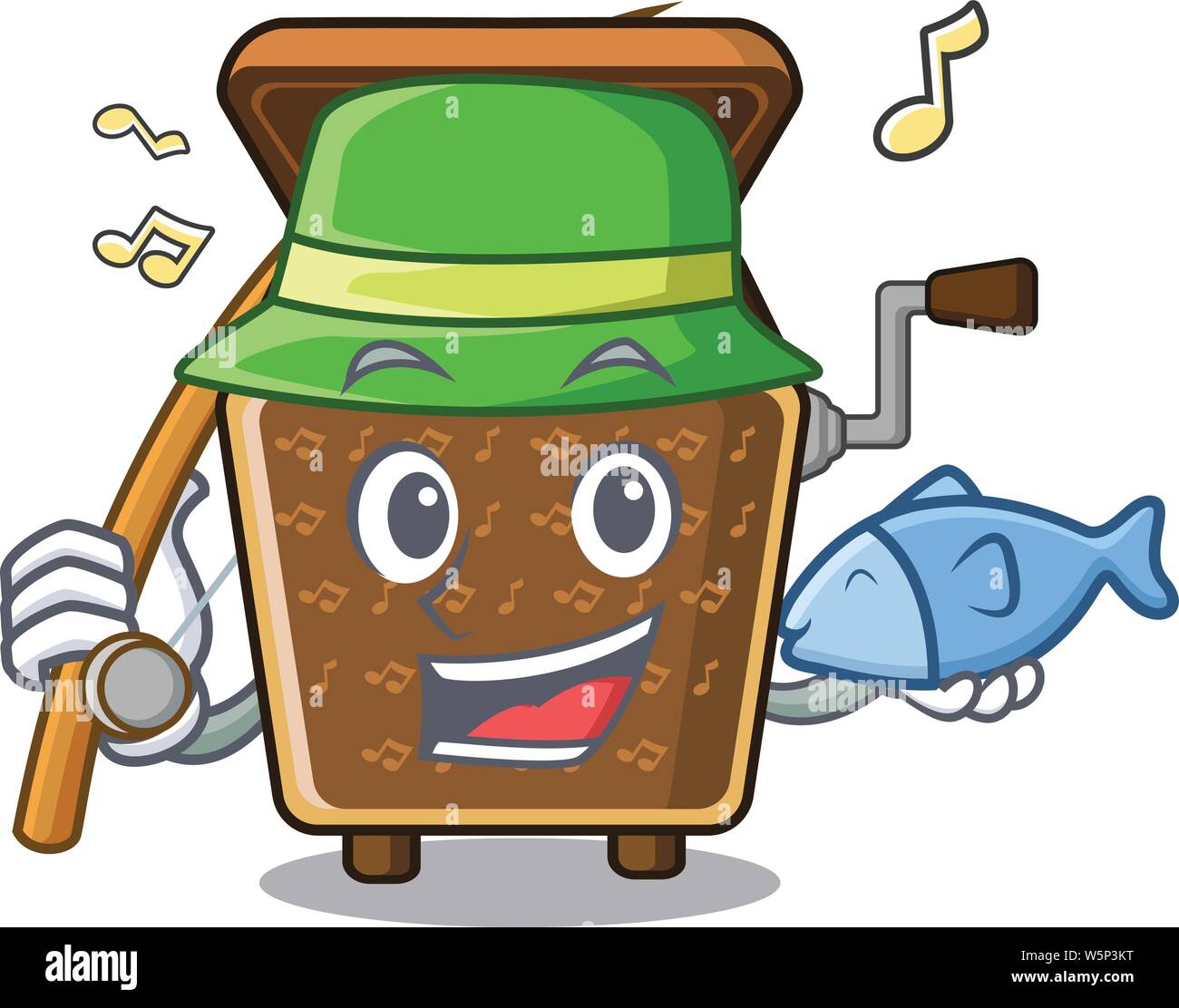 La pesca music box nella forma dei caratteri illustrazione vettoriale Illustrazione Vettoriale