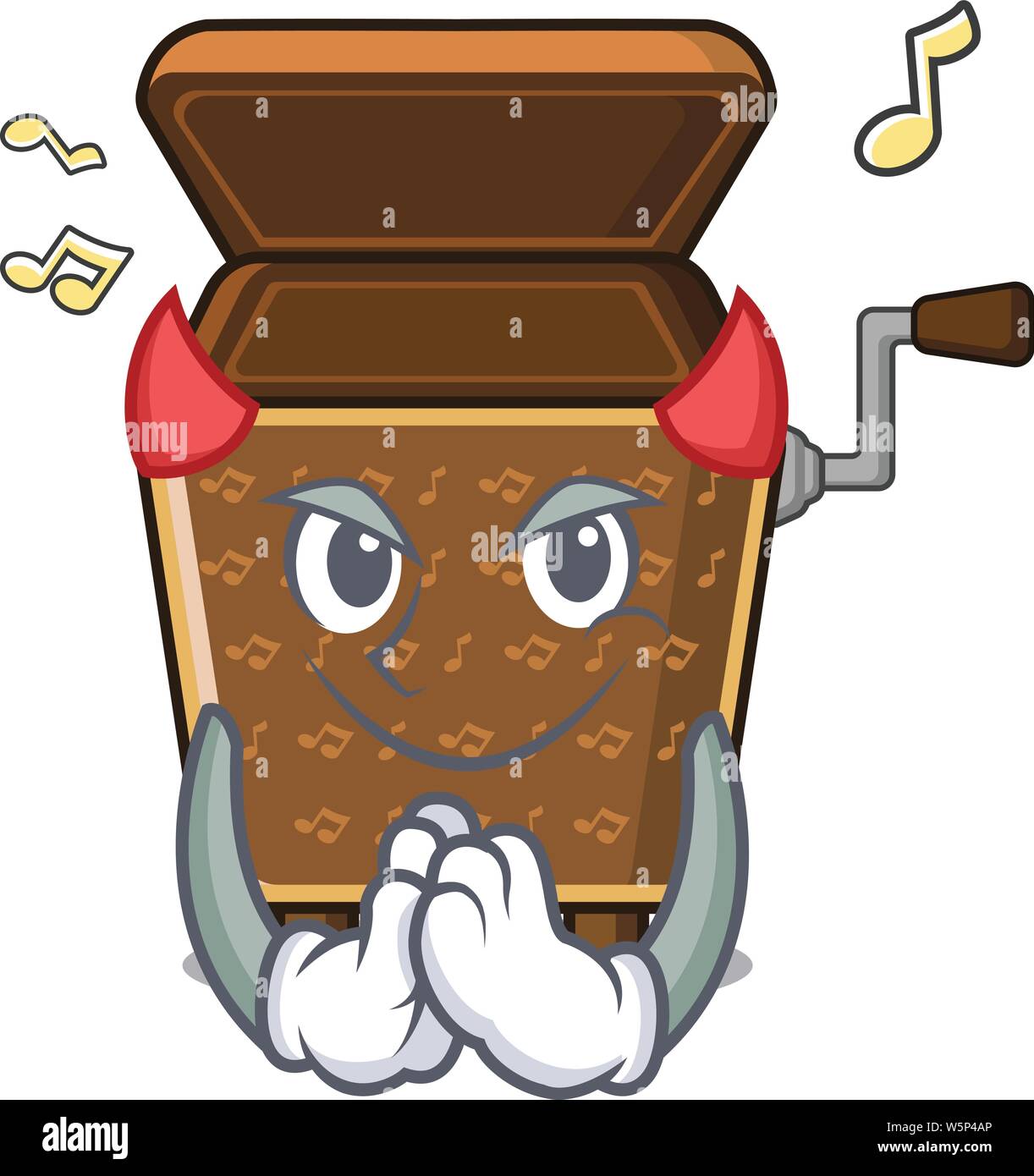 Devil music box nella forma dei caratteri illustrazione vettoriale Illustrazione Vettoriale