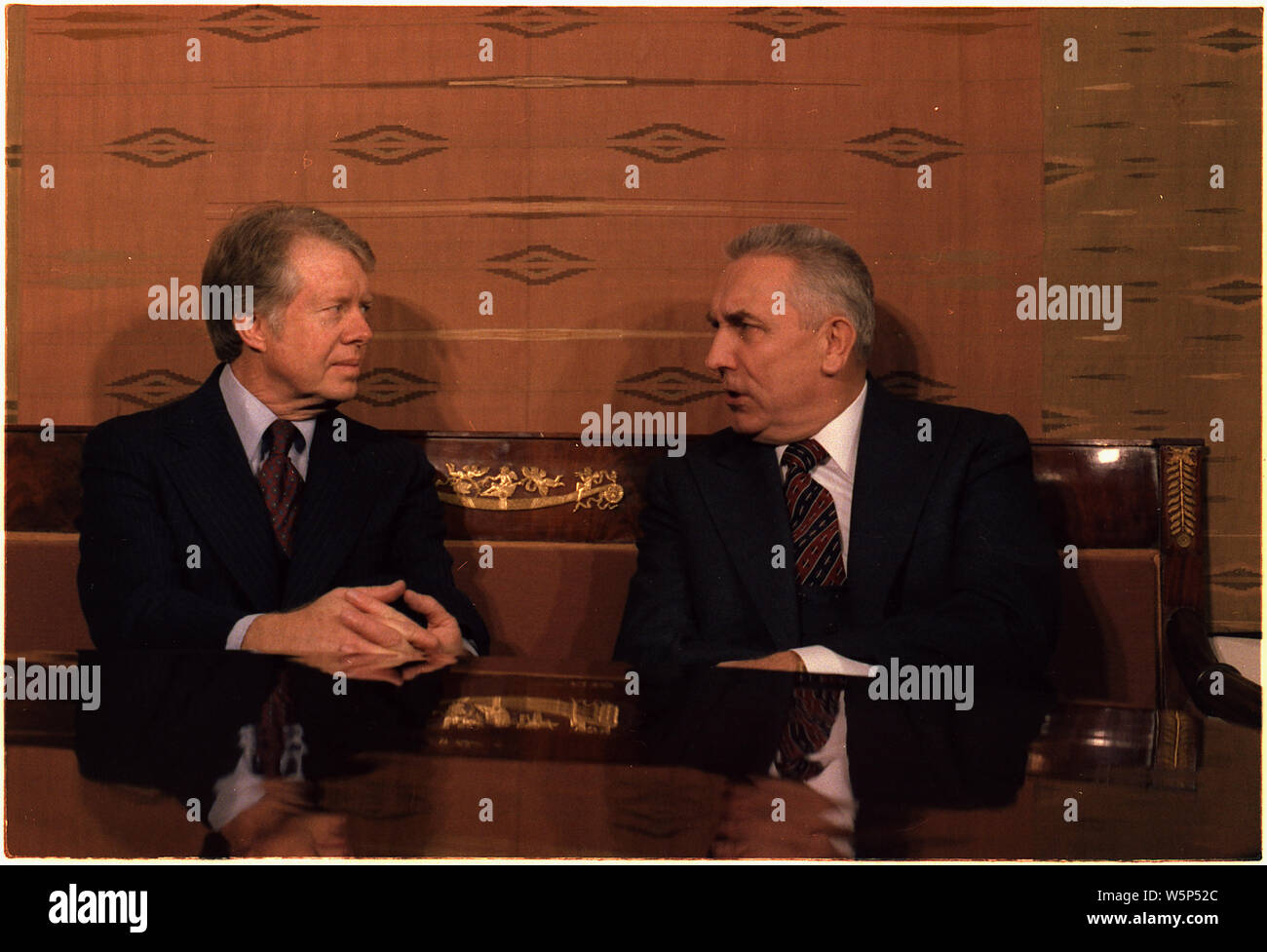 Jimmy Carter e Edward Gierek Primo Segretario della Polonia Foto Stock