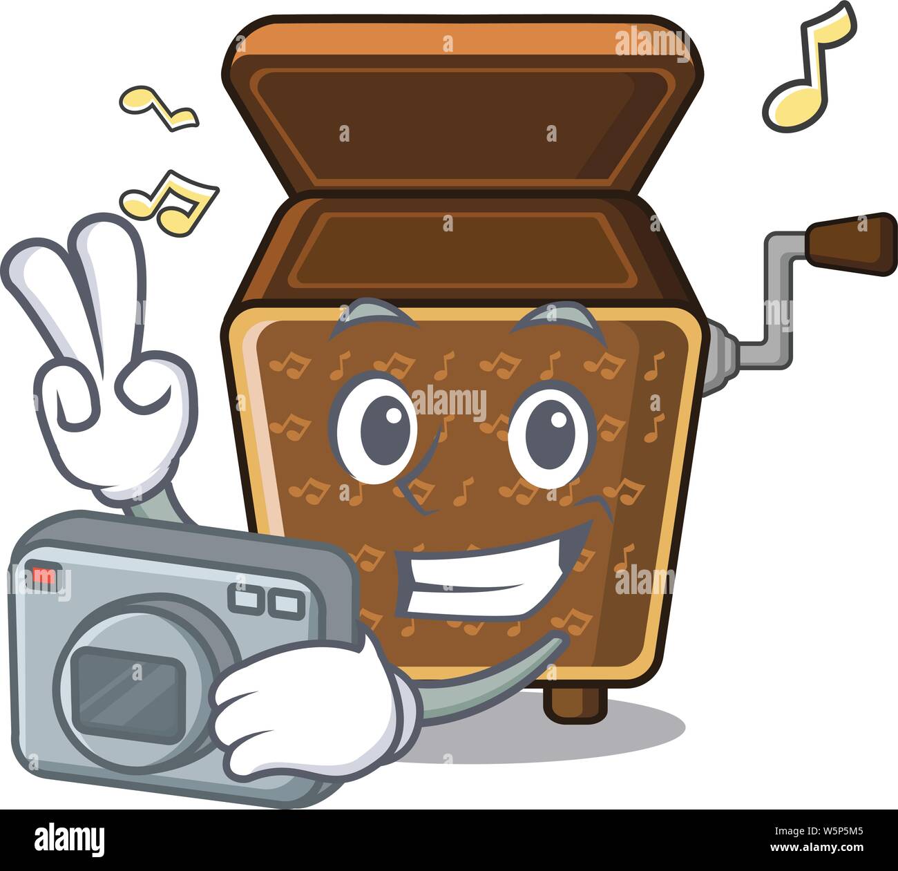 Fotografo music box nella forma dei caratteri illustrazione vettoriale Illustrazione Vettoriale