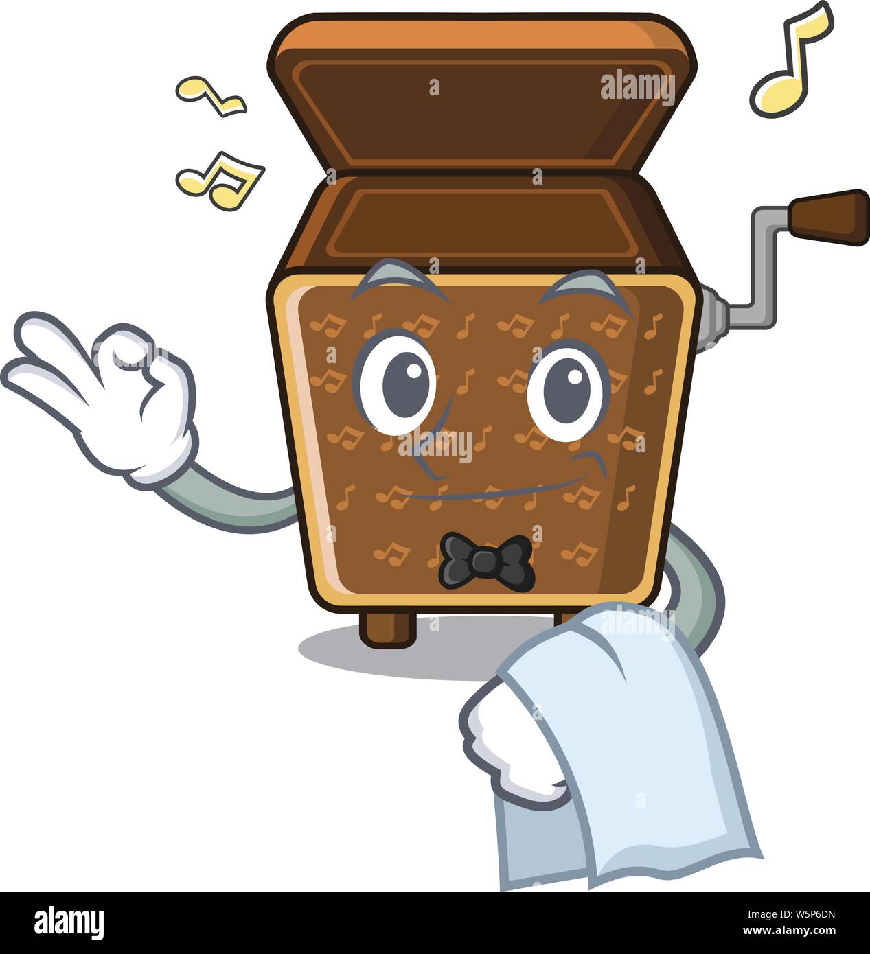 Cameriere music box nella forma dei caratteri illustrazione vettoriale Illustrazione Vettoriale