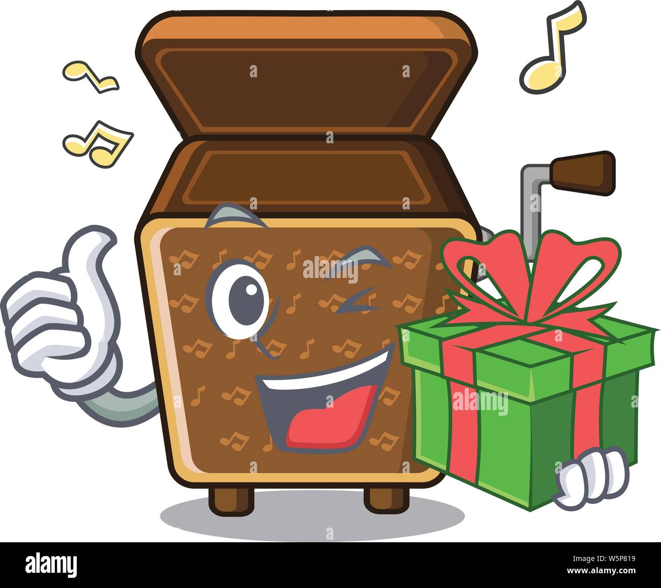 Con dono music box nella forma dei caratteri illustrazione vettoriale Illustrazione Vettoriale