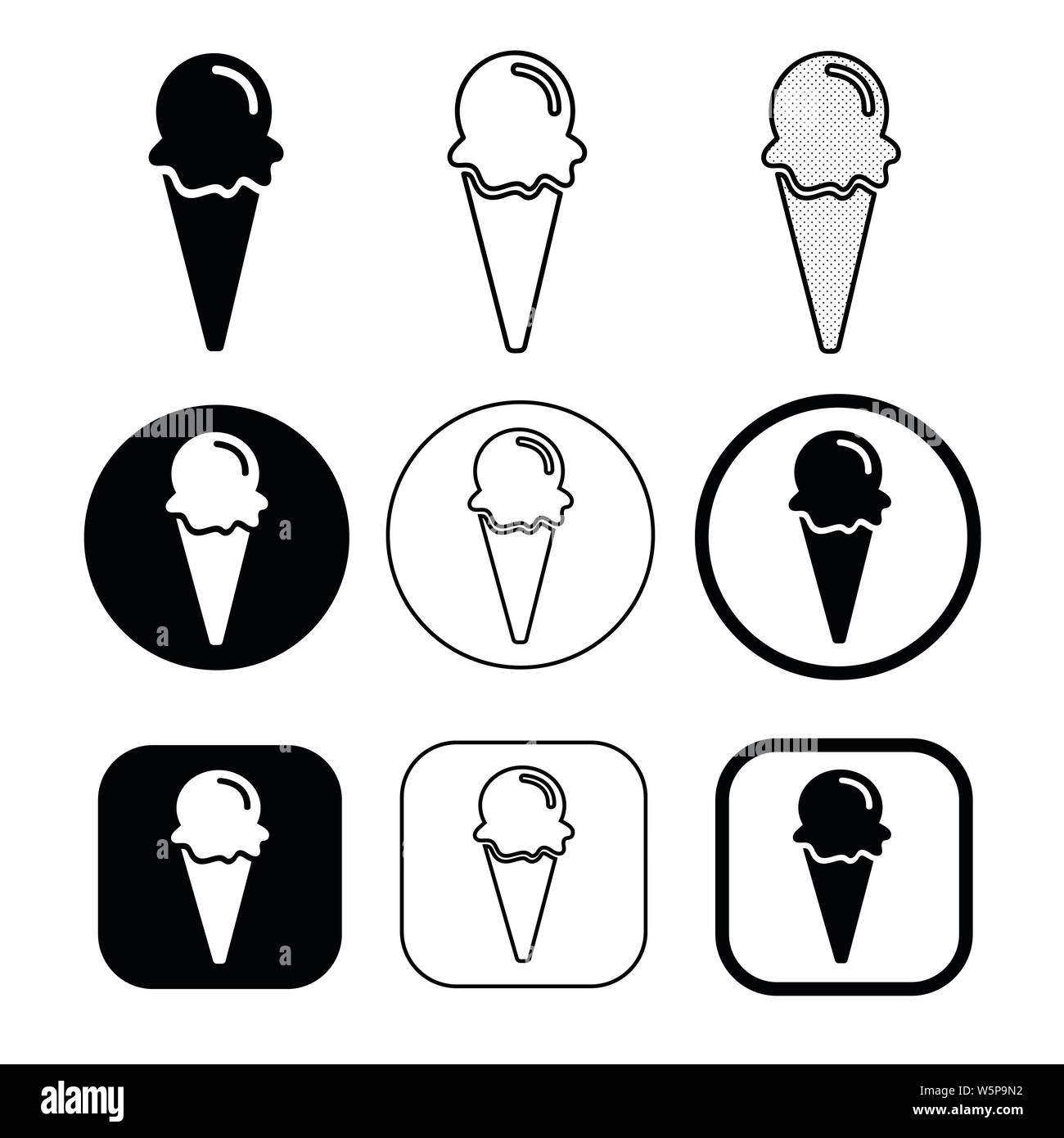 Insieme di semplice Gelato icona Illustrazione Vettoriale