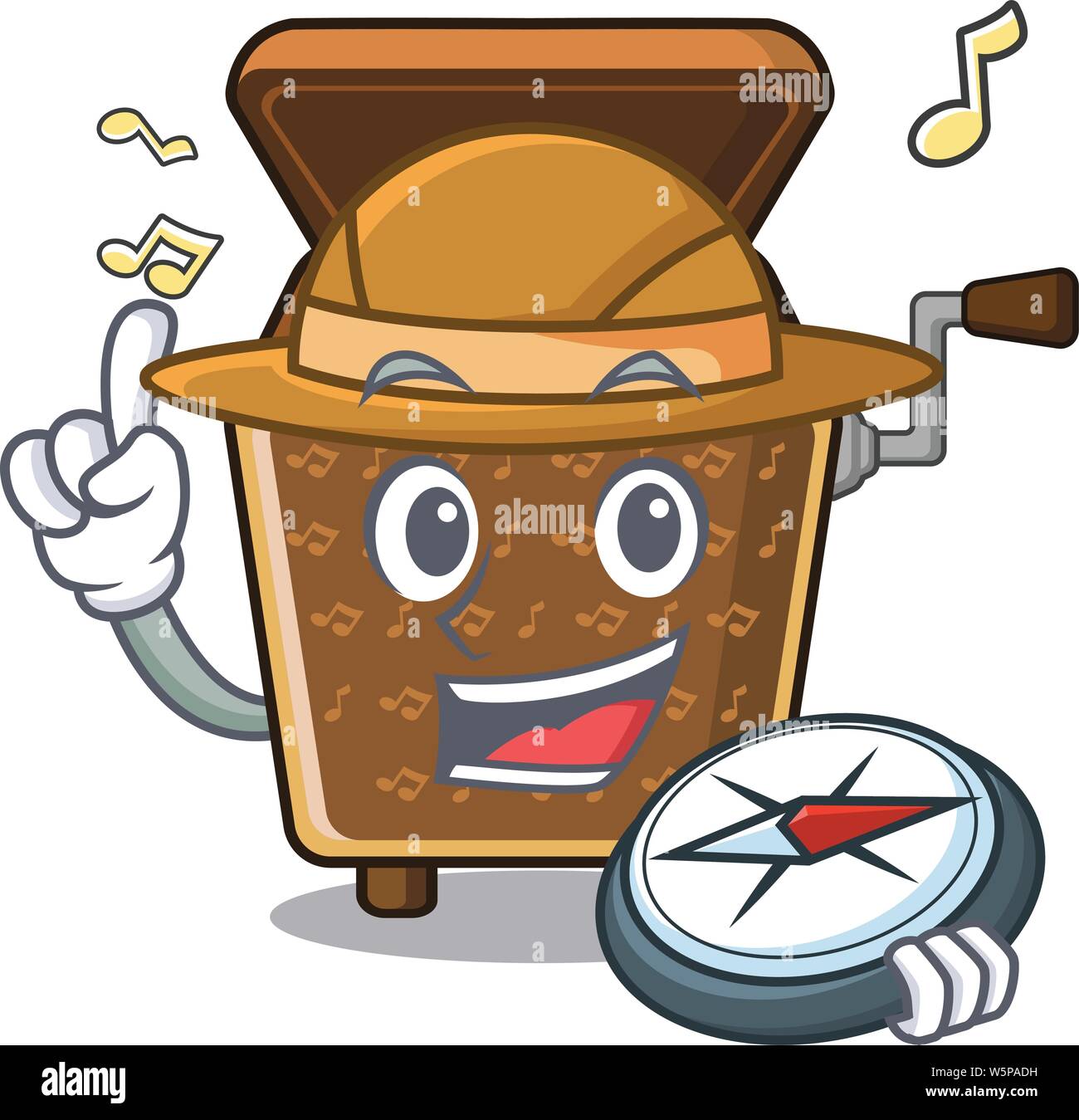 Explorer music box nella forma dei caratteri illustrazione vettoriale Illustrazione Vettoriale