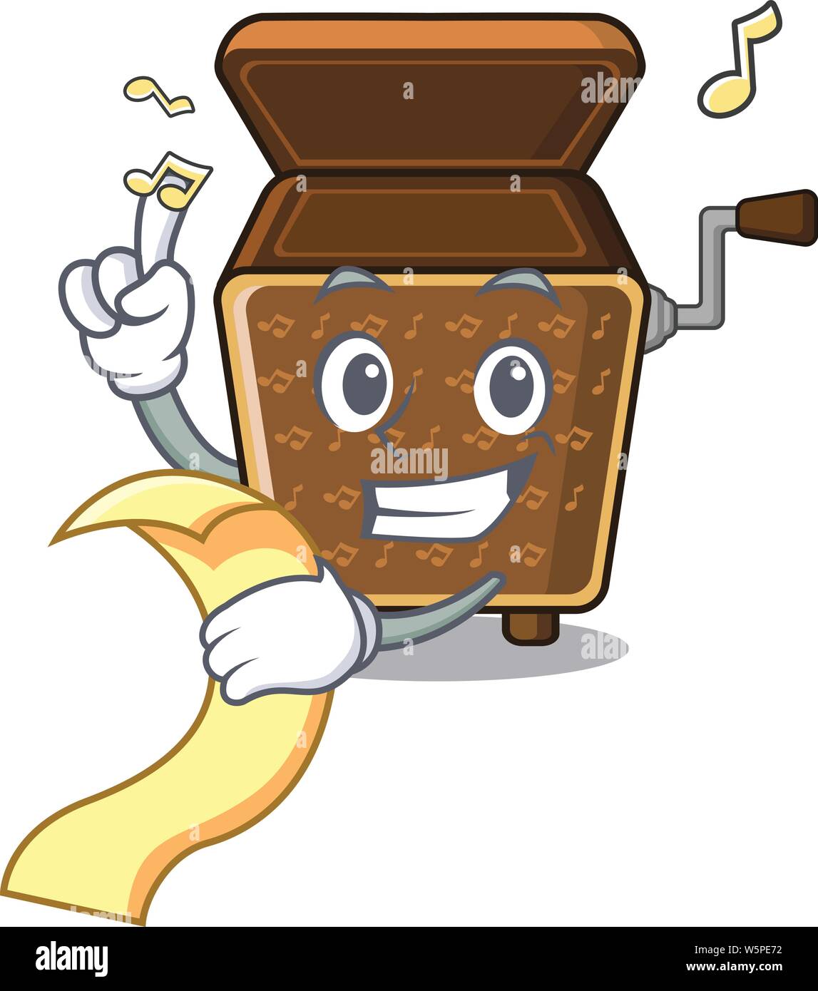 Con menu music box nella forma dei caratteri illustrazione vettoriale Illustrazione Vettoriale